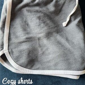 Gray Cozy Pajama Shorts with White Trim